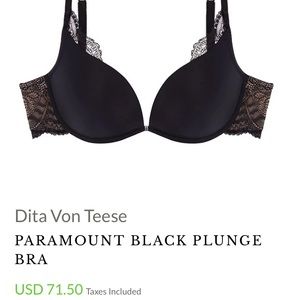 Dita Von Teese black lace push up bra 36D